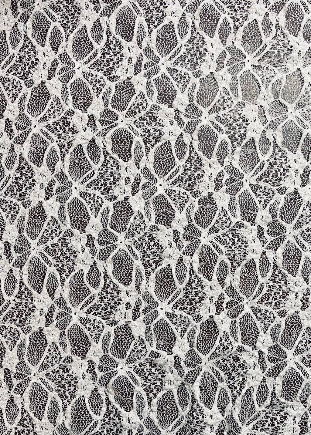 STRETCHED FLORAL LACE 95% NYLON/5% SPANDEX3-IVORYLACE30-XM - Elegant Textiles