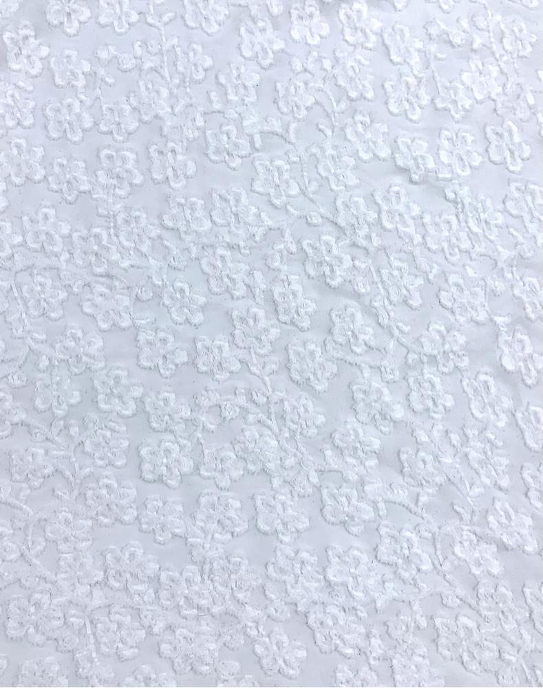 STRETCHED FLORAL JACQUARD  95% NYLON/5% SPANDEX2-WHITE422-JQKNIT - Elegant Textiles