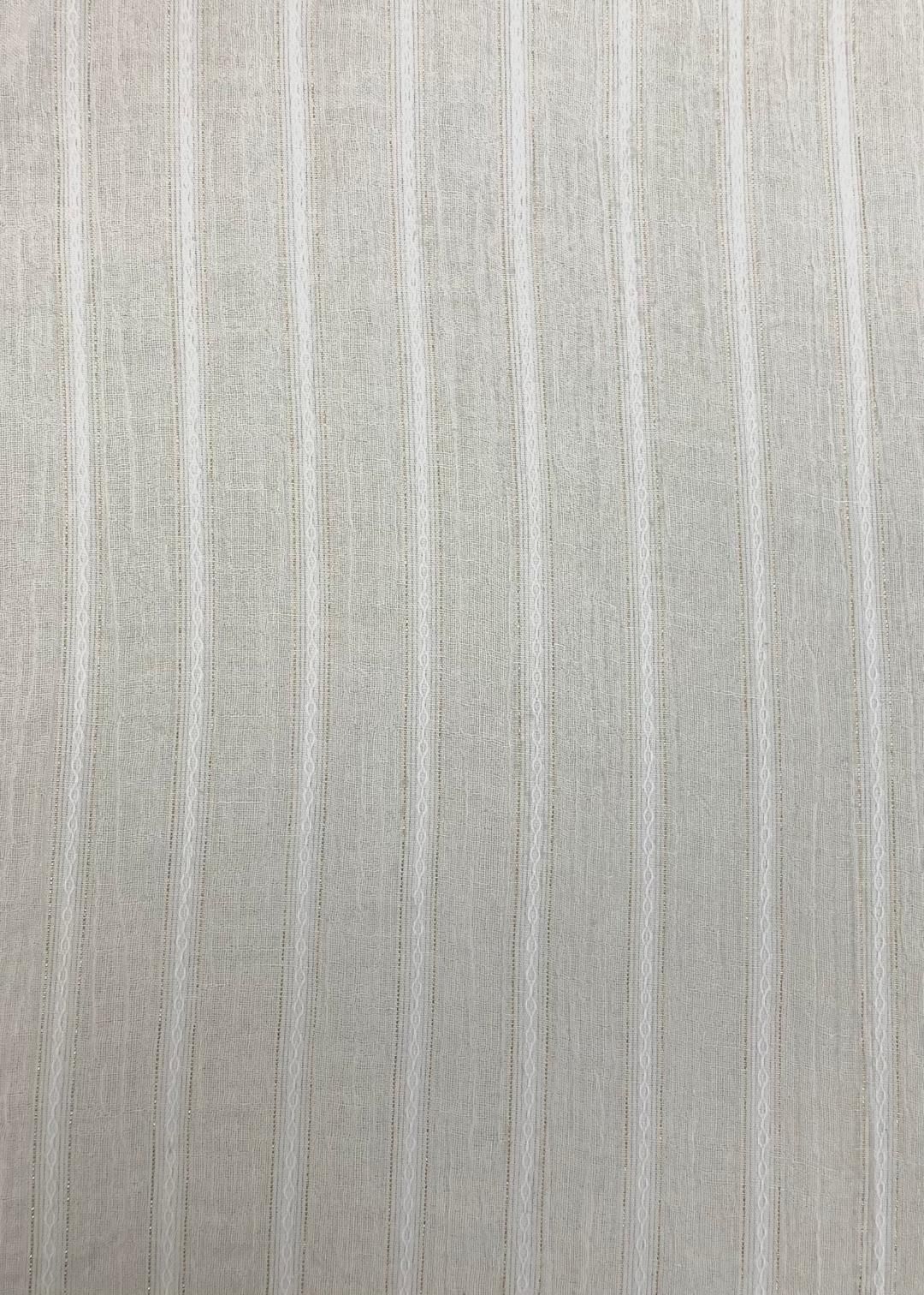 100% COTTON GAUZE METALLIC STRIPE3A-IVORY/GOLD088-GAUZE-METAL - Elegant Textiles