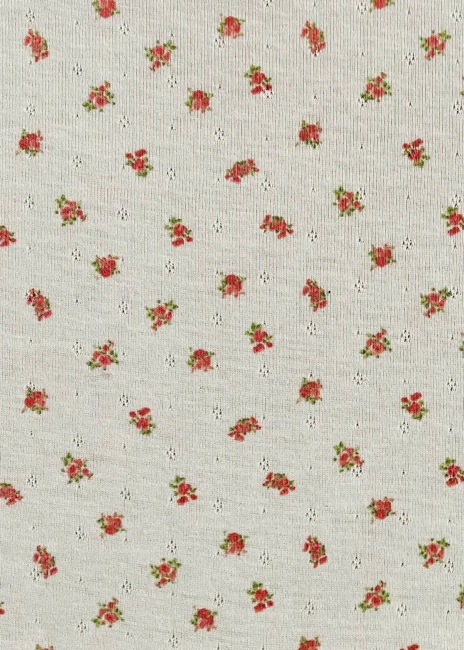 PRINTED POINTELLE FLORAL 80% POLY/14% RAYON/6% SPX2-WHITE/RED425PRT-FL01 - Elegant Textiles
