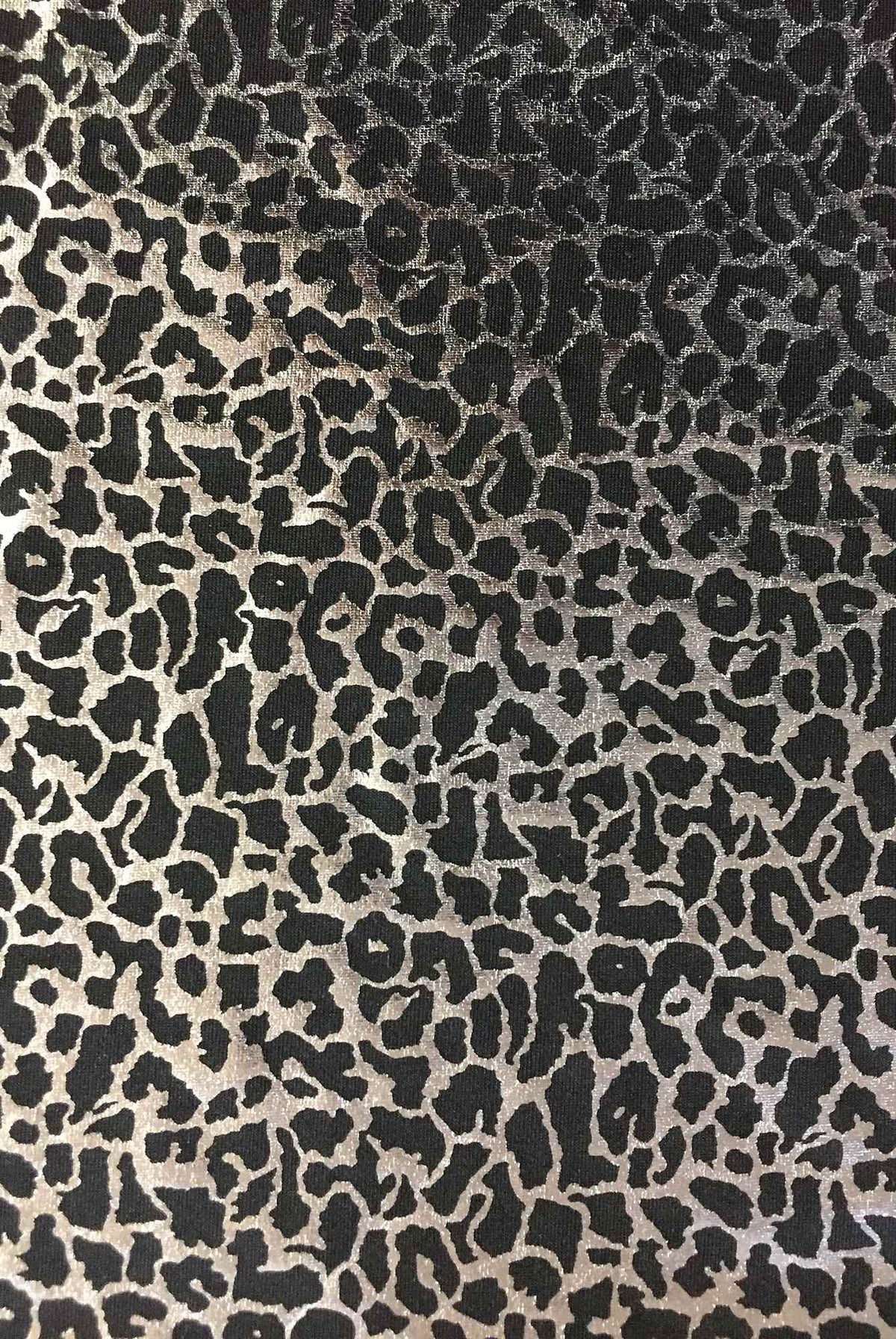 POLY DTY STRETCHED KNIT WITH METALLIC ANIMAL PRINT2-BLACK/SILVER329-ANIFOIL3 - Elegant Textiles